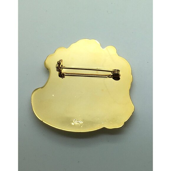 Duri Art Nouveau Brooch Pin Gold Tone Abalone Shell Woman Lady Gathering Wine - Picture 2 of 2